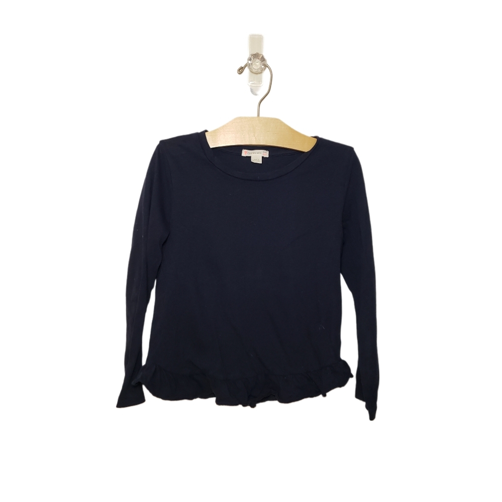 Crewcuts 4-5Y Navy Blue Long Sleeve Ruffle Hem Top